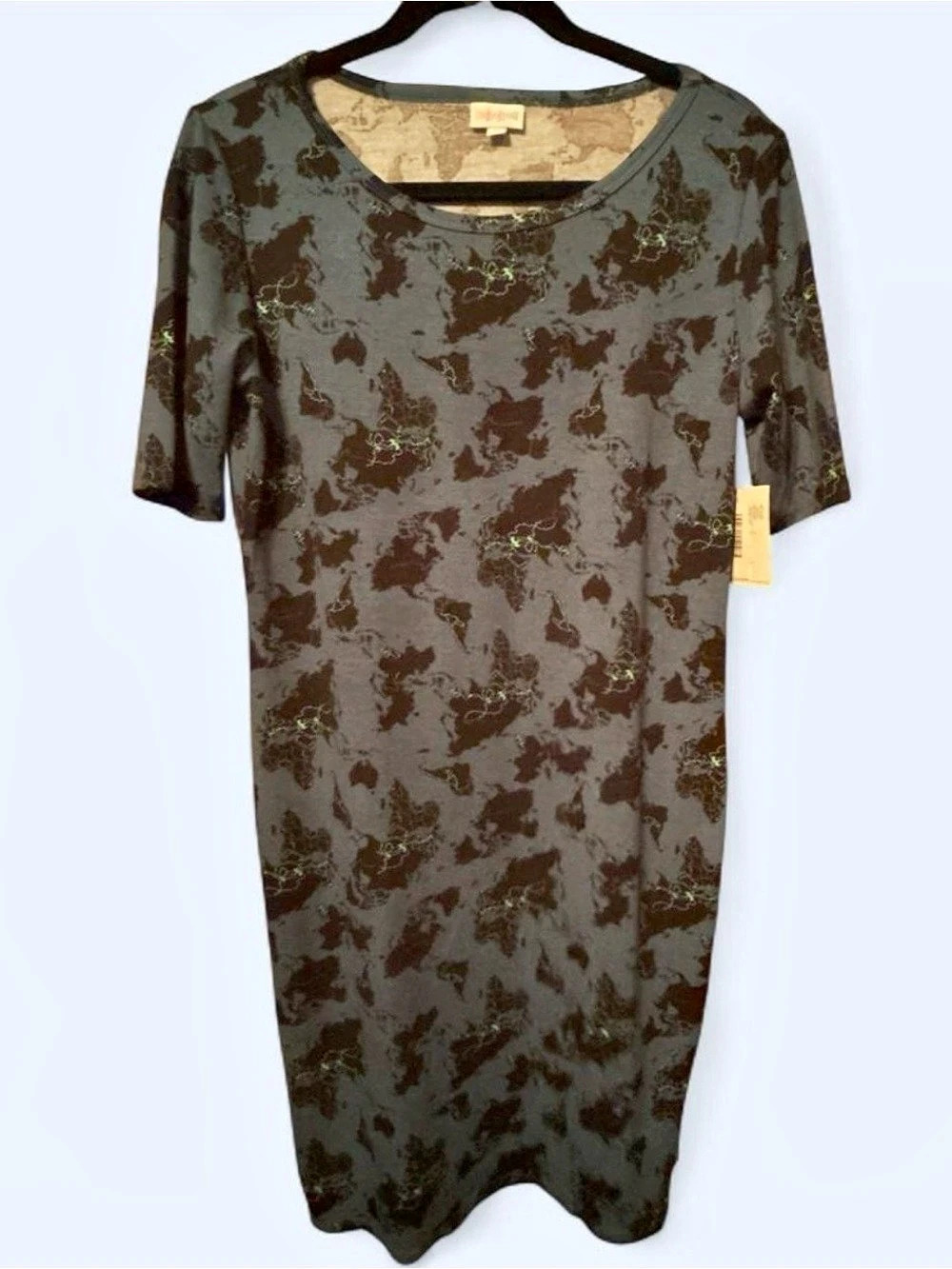 LuLaRoe Julia Map Print Dress Medium NWT Rare, HTF Unicorn Print